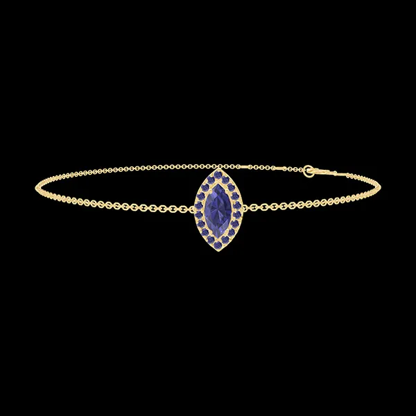 « L'Atelier » Nº200761 - Armband Geelgoud 18 karaat - Blauwe saffier Markies 0.3 Karaat - Halo Blauwe saffier - Ketting Gourmet