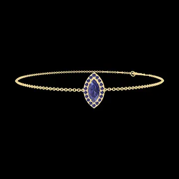 « L'Atelier » Nº200761 - Bracciale Oro giallo 18 carati - Zaffiro blu Marchesa 0.3 Carati - Halo Zaffiro blu - Catena Rolò