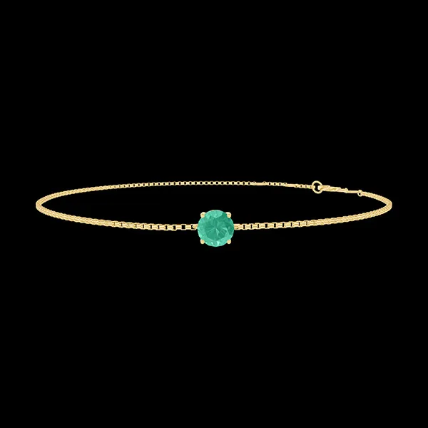 « L'Atelier » Nº200774 - Bracelet Yellow gold 9 carats - Emerald round 0.3 Carats - Chain Venetian