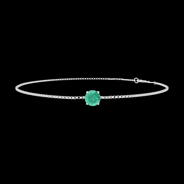 « L'Atelier » Nº200776 - Armband Witgoud 9 karaat - Smaragd rond 0.3 Karaat - Ketting Venetiaans