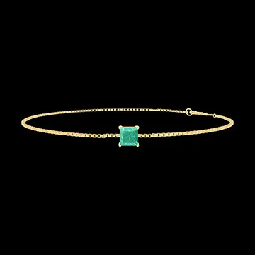 « L'Atelier » Nº200805 - Bracelet Or jaune 18 carats - Émeraude Princesse 0.3 carat - Chaîne Vénitienne