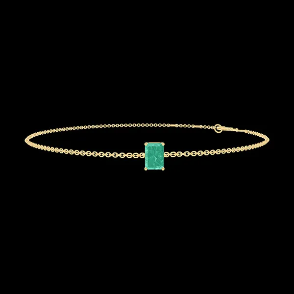 « L'Atelier » Nº200833 - Bracelet Yellow gold 18 carats - Emerald Baguette 0.3 Carats - Chain Rolo