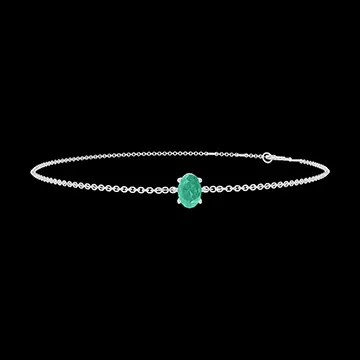 « L'Atelier » Nº200868 - Armband Witgoud 9 karaat - Smaragd Ovaal 0.3 Karaat - Ketting Gourmet