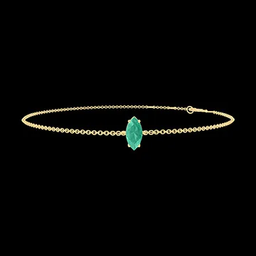 « L'Atelier » Nº200929 - Bracelet Or jaune 18 carats - Émeraude Marquise 0.3 carat - Chaîne Forçat