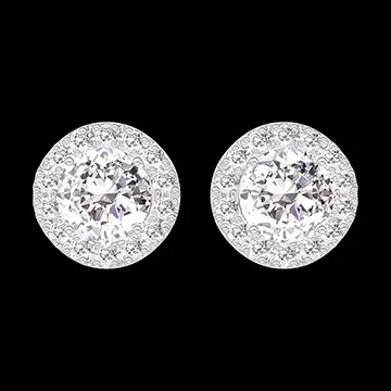 « L'Atelier » Nº200967 - Orecchini Oro bianco 18 carati - Diamante Rotonda 0.3 Carati (2 X) - Halo Diamante