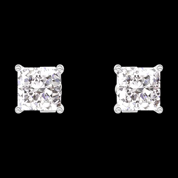 « L'Atelier » Nº200979 - Boucles d'oreilles Or blanc 18 carats - Diamant Princesse 0.3 carat (2 X)