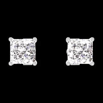 « L'Atelier » Nº200979 - Pendientes Oro blanco 18 quilates - Diamante Princesa 0.3 quilates (2 X)