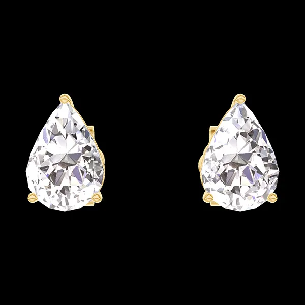 « L'Atelier » Nº201025 - Boucles d'oreilles Or jaune 18 carats - Diamant Poire 0.3 carat (2 X)