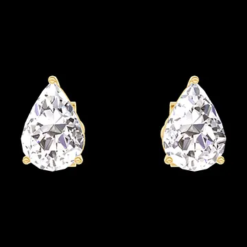 « L'Atelier » Nº201025 - Earrings Yellow gold 18 carats - Diamond white Pear 0.3 Carats (2 X)
