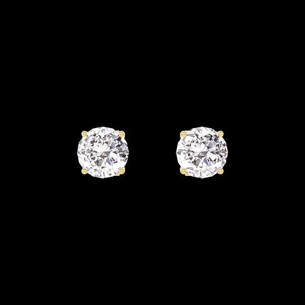 « L'Atelier » Nº201057 - Boucles d'oreilles Or jaune 18 carats - Diamant synthétique Rond 0.3 carat (2 X)