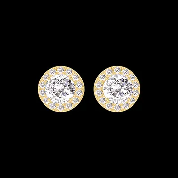 « L'Atelier » Nº201061 - Earrings Yellow gold 18 carats - Laboratory Diamond round 0.3 Carats (2 X) - Halo Laboratory Diamond