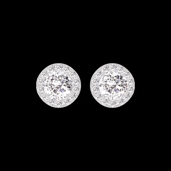 « L'Atelier » Nº201063 - Boucles d'oreilles Or blanc 18 carats - Diamant synthétique Rond 0.3 carat (2 X) - Halo Diamant synthétique