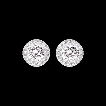« L'Atelier » Nº201063 - Earrings White gold 18 carats - Laboratory Diamond round 0.3 Carats (2 X) - Halo Laboratory Diamond