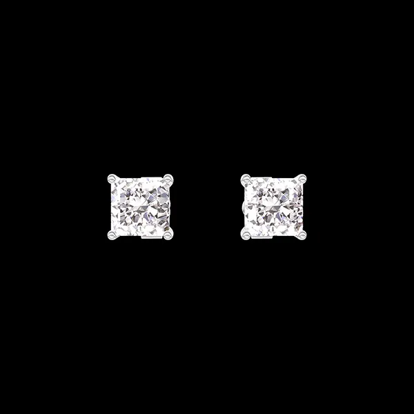 « L'Atelier » Nº201076 - Boucles d'oreilles Or blanc 9 carats - Diamant synthétique Princesse 0.3 carat (2 X)