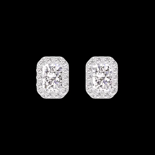 « L'Atelier » Nº201096 - Orecchini Oro bianco 9 carati - Diamante di laboratorio Rettangolo 0.3 Carati (2 X) - Halo Diamante di laboratorio