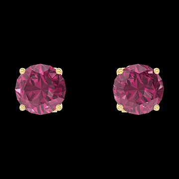 « L'Atelier » Nº201153 - Earrings Yellow gold 18 carats - Ruby round 0.3 Carats (2 X)