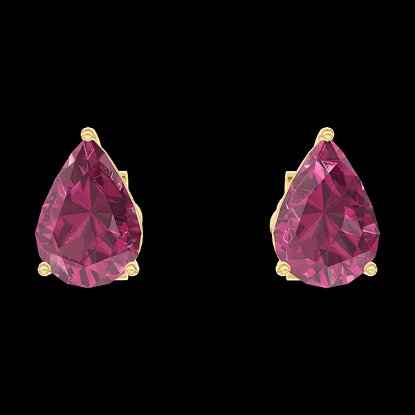 « L'Atelier » Nº201217 - Earrings Yellow gold 18 carats - Ruby Pear 0.3 Carats (2 X)