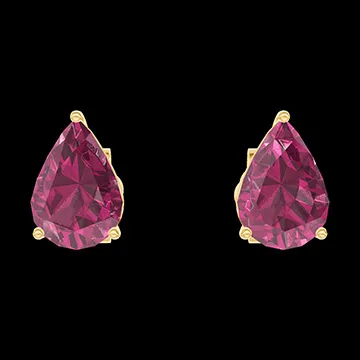 « L'Atelier » Nº201217 - Boucles d'oreilles Or jaune 18 carats - Rubis Poire 0.3 carat (2 X)