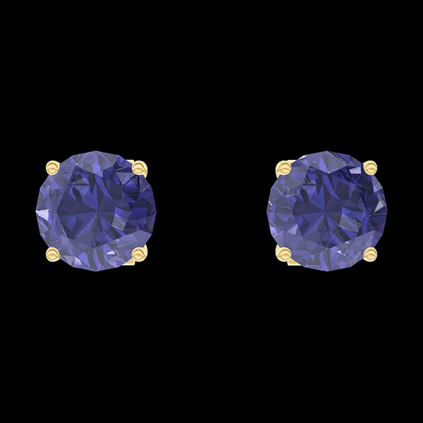 « L'Atelier » Nº201249 - Boucles d'oreilles Or jaune 18 carats - Saphir bleu Rond 0.3 carat (2 X)