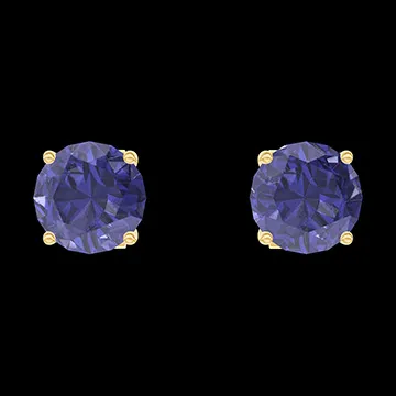 « L'Atelier » Nº201249 - Earrings Yellow gold 18 carats - Blue Sapphire round 0.3 Carats (2 X)