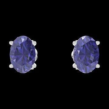 « L'Atelier » Nº201299 - Earrings White gold 18 carats - Blue Sapphire Oval 0.3 Carats (2 X)