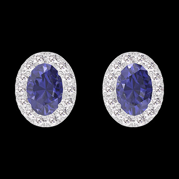 Uloveido Y488 Orecchini A Perno Donna, Infinito Geometrico Ovale, Zaffiro Zirconia Cubica, Regalo Con Bracciale