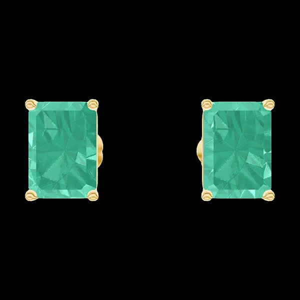 « L'Atelier » Nº201377 - Boucles d'oreilles Or jaune 18 carats - Émeraude Rectangle 0.3 carat (2 X)