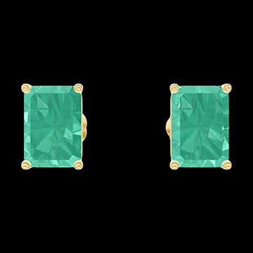 « L'Atelier » Nº201377 - Earrings Yellow gold 18 carats - Emerald Baguette 0.3 Carats (2 X)