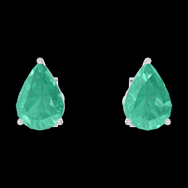 « L'Atelier » Nº201412 - Oorbellen Witgoud 9 karaat - Smaragd Peer 0.3 Karaat (2 X)
