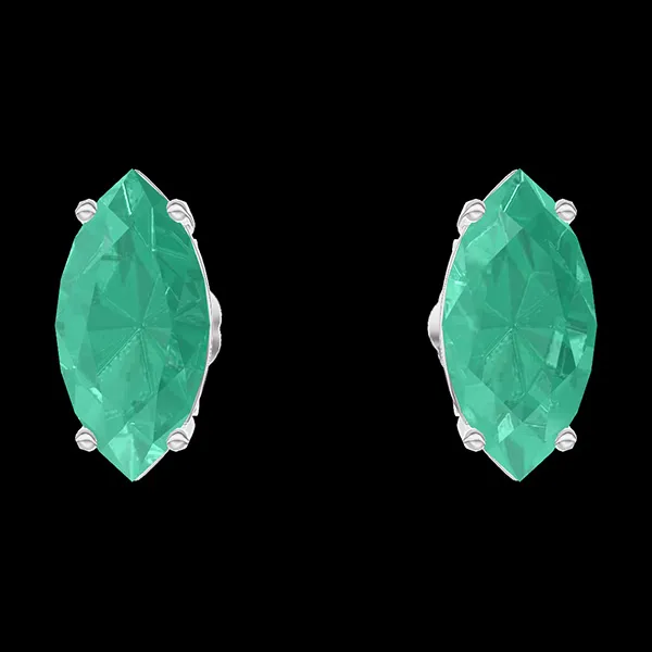 « L'Atelier » Nº201428 - Ohrringe Weißgold 375/-(9Kt) - Smaragd Marquise 0.3 Karat (2 X)