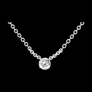 « L'Atelier » Nº201444 - Colier Aur alb 9 carate - Diamant rotund 0.3 carate - Lanţ Zale