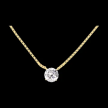 « L'Atelier » Nº201445 - Colier Aur galben 18 carate - Diamant rotund 0.3 carate - Lanţ Veneţian