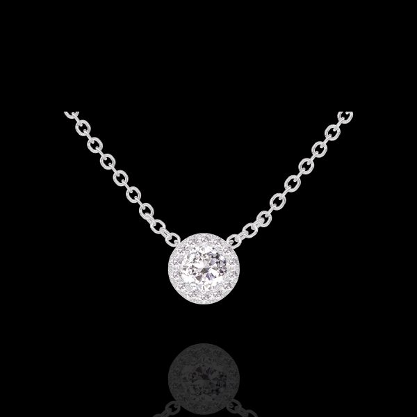 « L'Atelier » Nr. 201451 - Collier Weißgold 750/-(18Kt) - Diamant rund 0.3 Karat - Halo Diamant - Kette Ankerkette