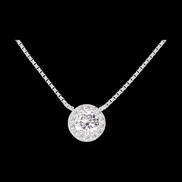 « L'Atelier » Nº201455 - Collier Weißgold 750/-(18Kt) - Diamant rund 0.3 Karat - Halo Diamant - Kette Venezianerkette