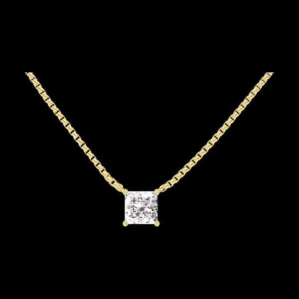 « L'Atelier » No. 201478 - Necklace Yellow gold 9 carats - Diamond white Princess 0.3 Carats - Chain Venetian