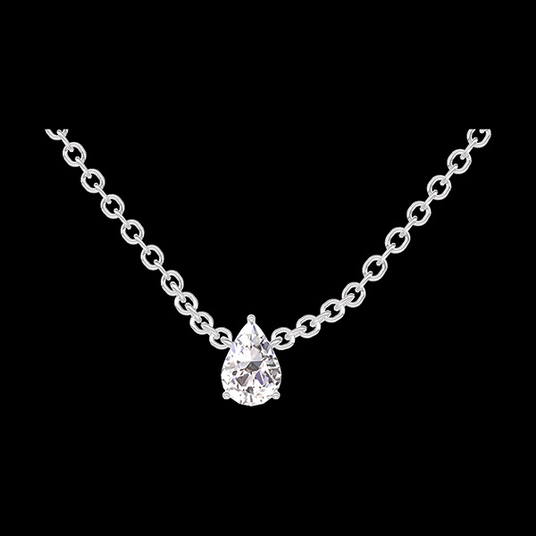 « L'Atelier » Nr. 201571 - Collier Weißgold 750 (18K) - Diamant Tropfen 0.3 Karat - Kette Ankerkette