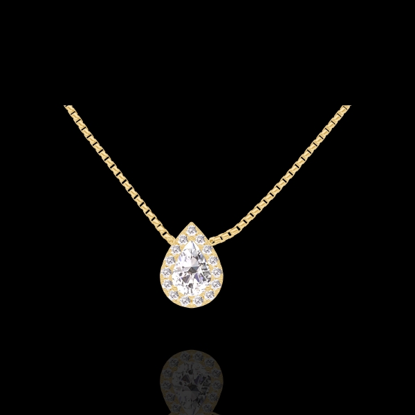 « L'Atelier » Nº201581 - Collier Gelbgold 750/-(18Kt) - Diamant Tropfen 0.3 Karat - Halo Diamant - Kette Venezianerkette