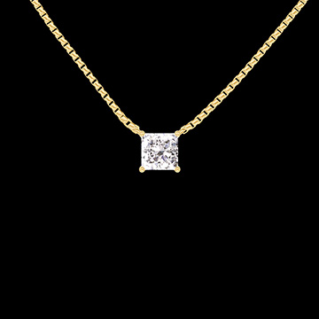 « L'Atelier » Nr. 201669 - Collier Gelbgold 750 (18K) - Labordiamant Prinzess 0.3 Karat - Kette Venezianerkette