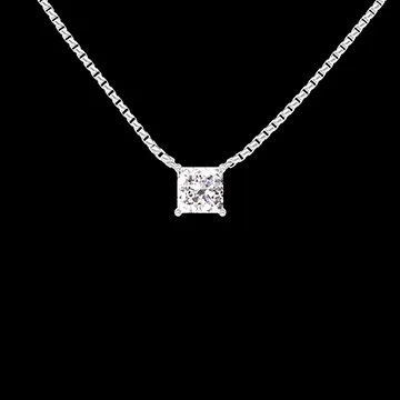 « L'Atelier » No. 201672 - Necklace White gold 9 carats - Lab-grown diamond Princess 0.3 Carats - Chain Venetian