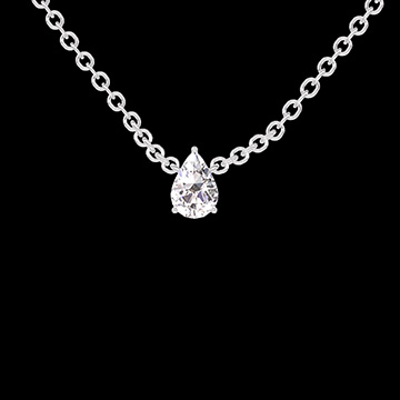 « L'Atelier » nº 201764 - Collier Or blanc 375 ‰ (9 carats) - Diamant synthétique Poire 0.3 carat - Chaîne Forçat