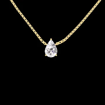 « L'Atelier » Nº201766 - Necklace Yellow gold 9 carats - Laboratory Diamond Pear 0.3 Carats - Chain Venetian