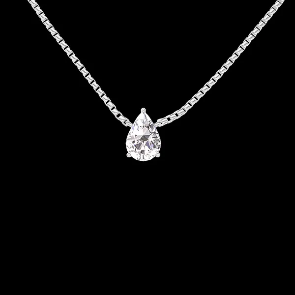 « L'Atelier » Nº201768 - Halsketting Witgoud 9 karaat - Laboratorium diamant Peer 0.3 Karaat - Ketting Venetiaans