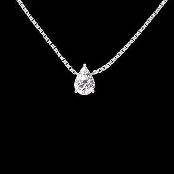 « L'Atelier » Nº201768 - Collier Or blanc 9 carats - Diamant synthétique Poire 0.3 carat - Chaîne Vénitienne