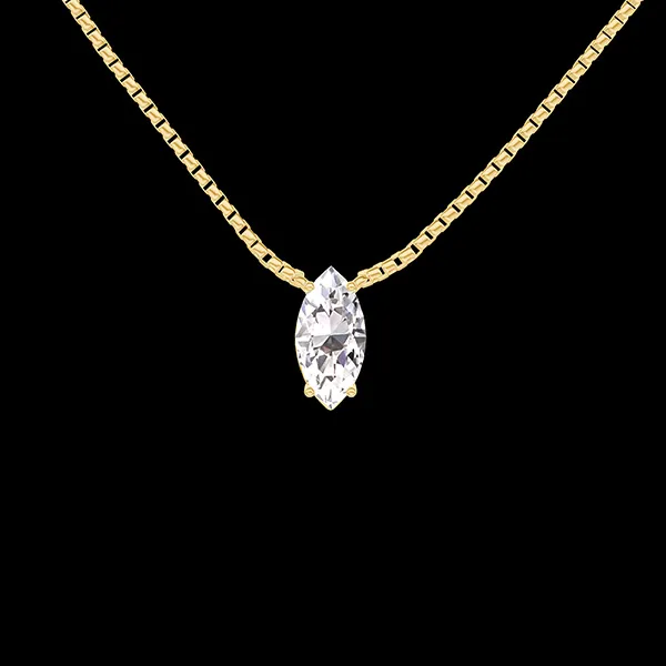 « L'Atelier » Nº201798 - Necklace Yellow gold 9 carats - Laboratory Diamond Marquise 0.3 Carats - Chain Venetian