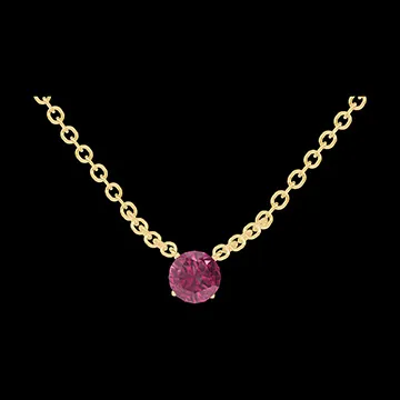« L'Atelier » Nº201826 - Necklace Yellow gold 9 carats - Ruby round 0.3 Carats - Chain Rolo