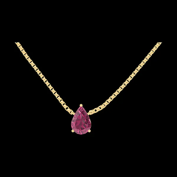 « L'Atelier » No. 201958 - Necklace Yellow gold 9 carats - Ruby Pear 0.3 Carats - Chain Venetian