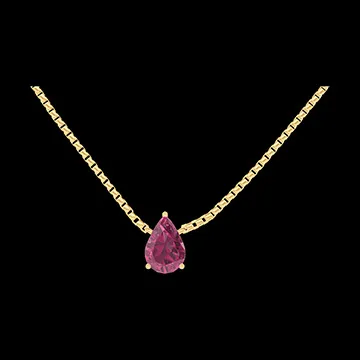 « L'Atelier » Nº201958 - Necklace Yellow gold 9 carats - Ruby Pear 0.3 Carats - Chain Venetian