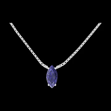 « L'Atelier » Nº202183 - Collier Weißgold 750/-(18Kt) - Blauer Saphir Marquise 0.3 Karat - Kette Venezianerkette