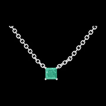 « L'Atelier » nr. 202244 - Halsketting Witgoud 9 karaat - Smaragd Prinses 0.3 Karaat - Ketting Gourmet