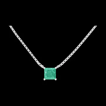 « L'Atelier » Nº202248 - Collier Weißgold 375/-(9Kt) - Smaragd Prinzess 0.3 Karat - Kette Venezianerkette